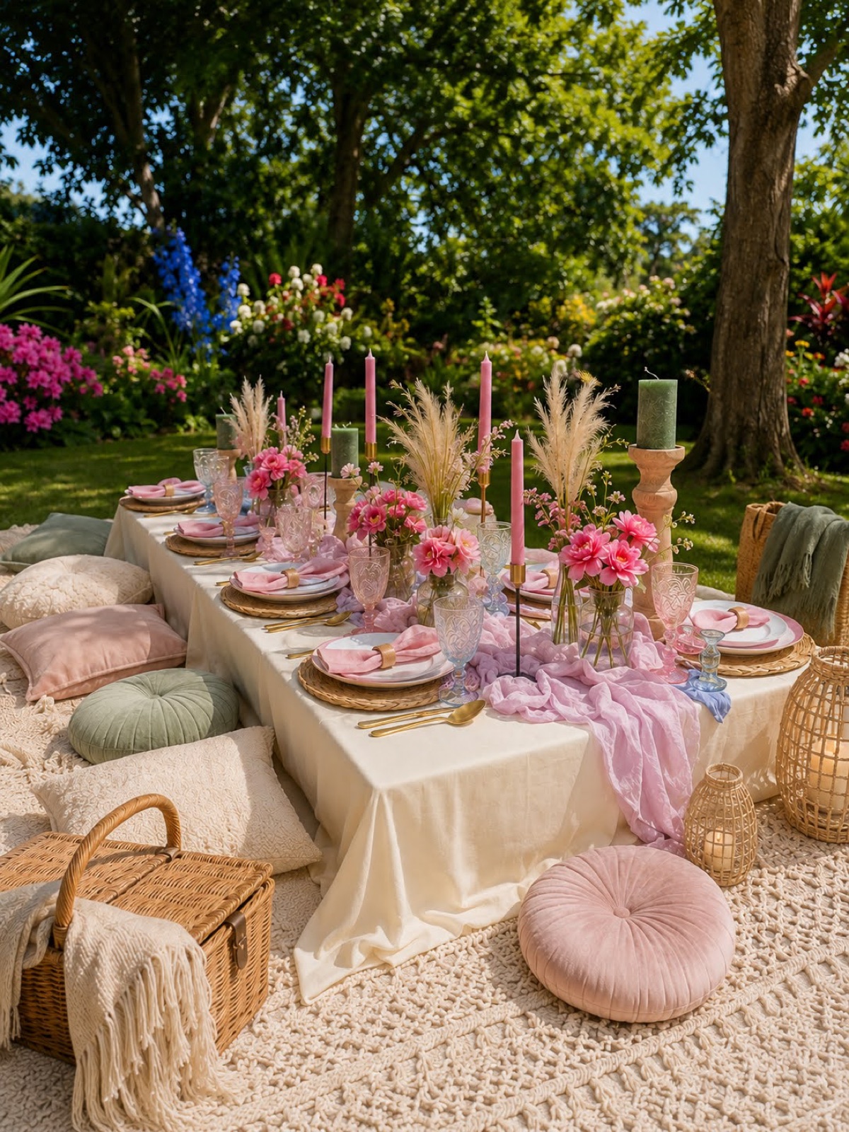 Lange Tafel im Garten